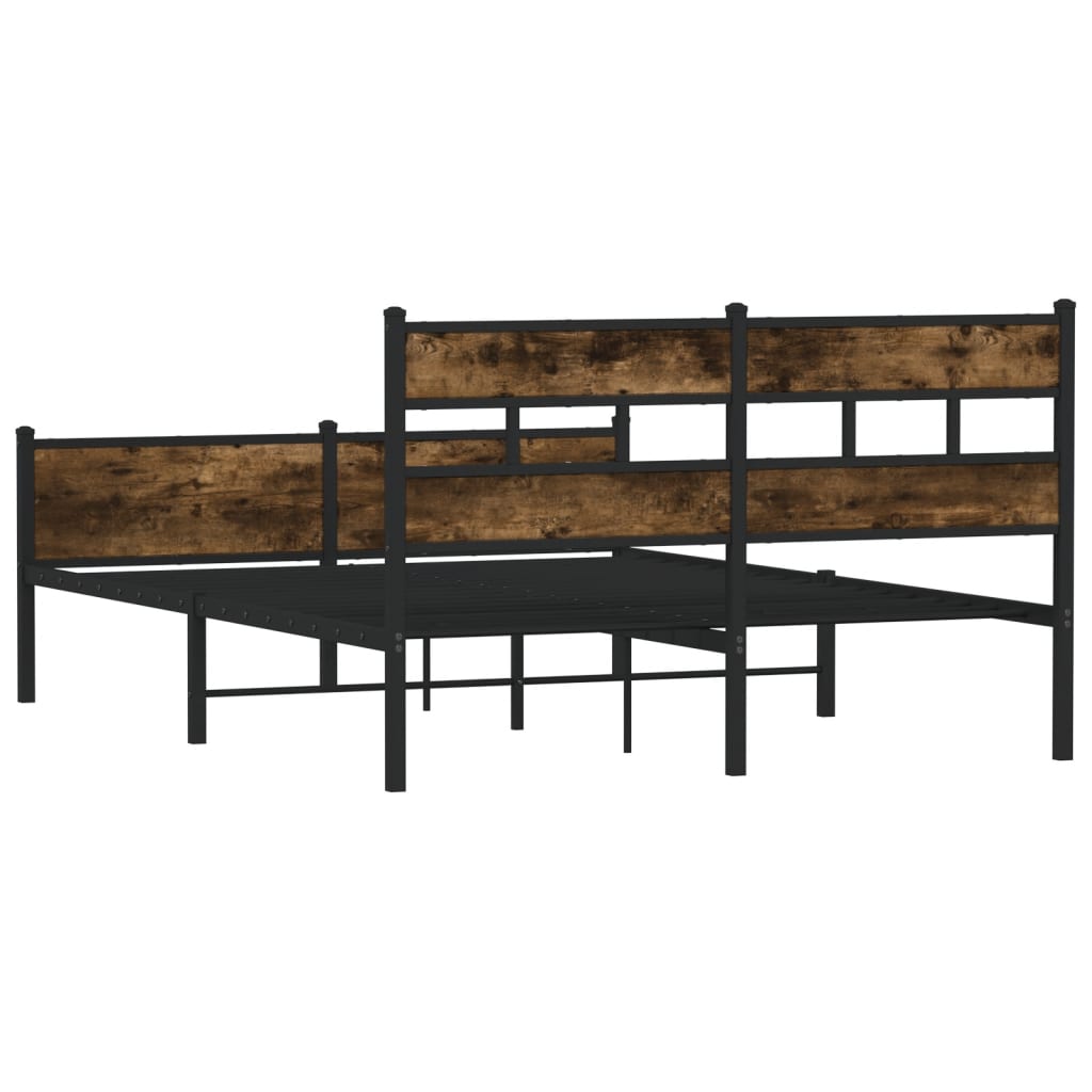 vidaXL Bed Frame without Mattress Smoked Oak 137x190 cm Engineered Wood
