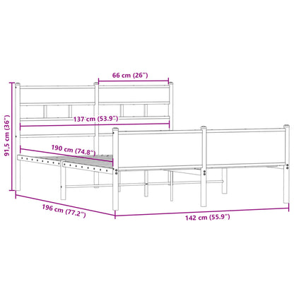 vidaXL Bed Frame without Mattress Smoked Oak 137x190 cm Engineered Wood