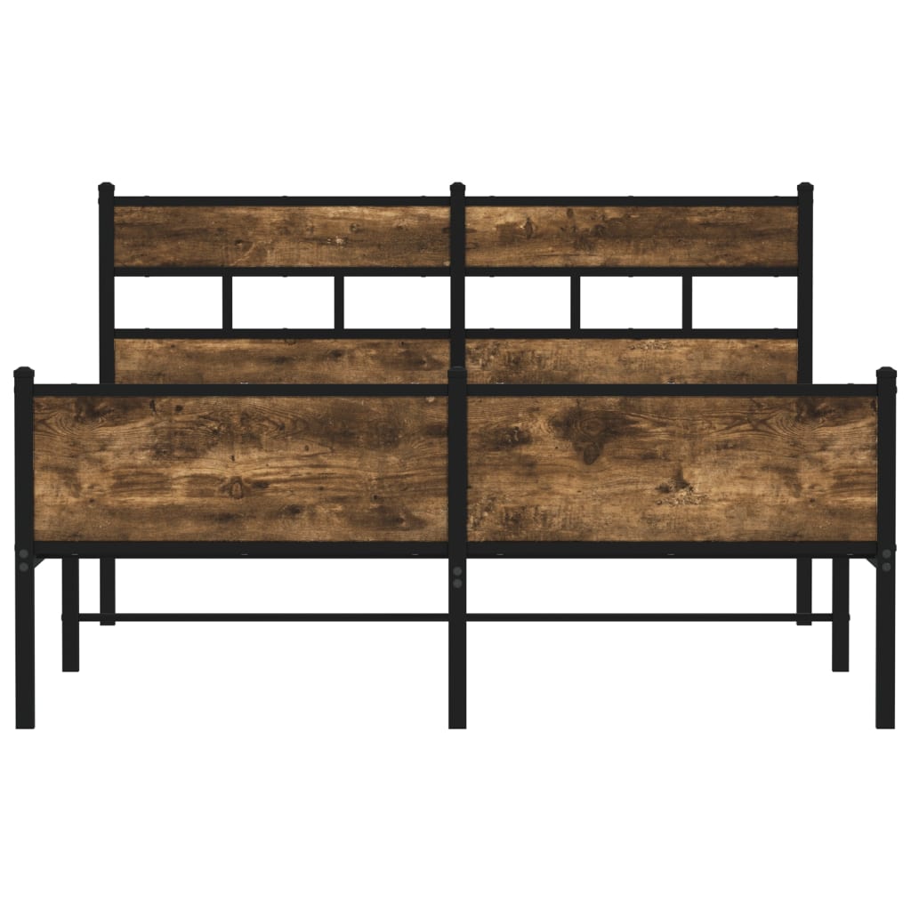 vidaXL Bed Frame without Mattress Smoked Oak 140x190 cm Engineered Wood