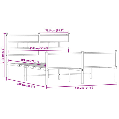 vidaXL Bed Frame without Mattress Smoked Oak 150x200 cm King Size Engineered Wood