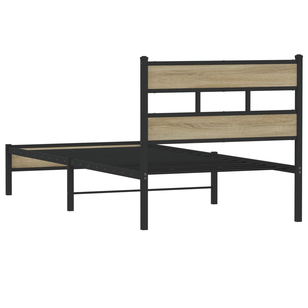 vidaXL Bed Frame without Mattress Sonoma Oak 75x190 cm Small Single Engineered Wood