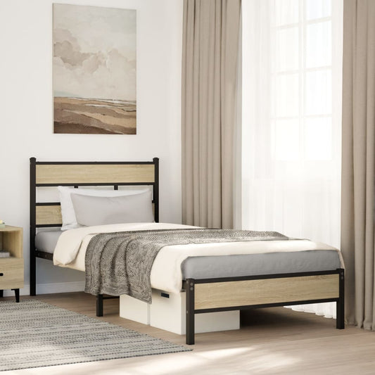 vidaXL Bed Frame without Mattress Sonoma Oak 75x190 cm Small Single Engineered Wood