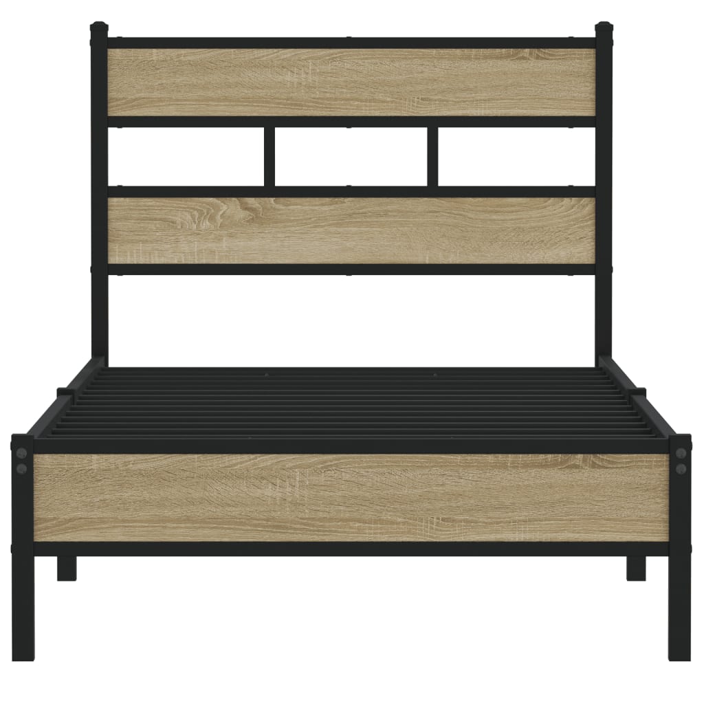 vidaXL Bed Frame without Mattress Sonoma Oak 90x190 cm Single Engineered Wood