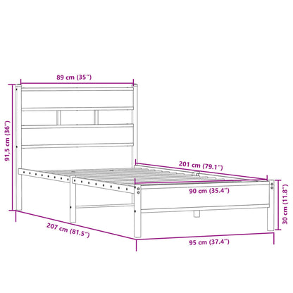 vidaXL Bed Frame without Mattress Sonoma Oak 90x200 cm Engineered Wood