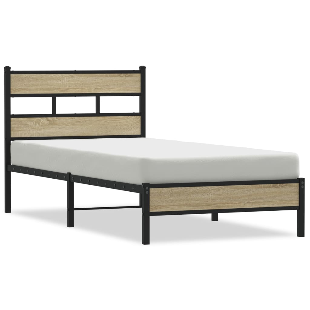 vidaXL Bed Frame without Mattress Sonoma Oak 100x190 cm Engineered Wood