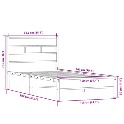vidaXL Bed Frame without Mattress Sonoma Oak 100x200 cm Engineered Wood