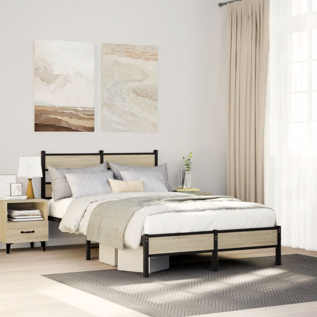 vidaXL Bed Frame without Mattress Sonoma Oak 120x190 cm Small Double Engineered Wood