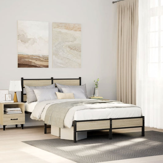 vidaXL Bed Frame without Mattress Sonoma Oak 120x190 cm Small Double Engineered Wood