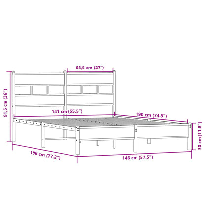vidaXL Bed Frame without Mattress Sonoma Oak 140x190 cm Engineered Wood