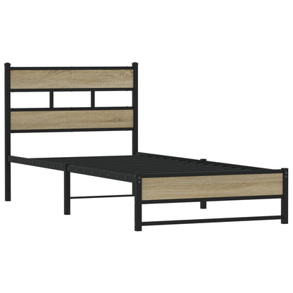 vidaXL Metal Bed Frame without Mattress Sonoma Oak 75x190 cm Small Single