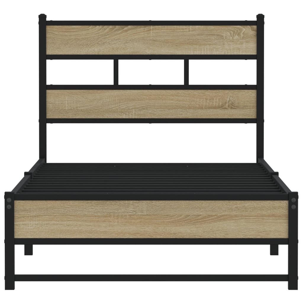 vidaXL Metal Bed Frame without Mattress Sonoma Oak 75x190 cm Small Single