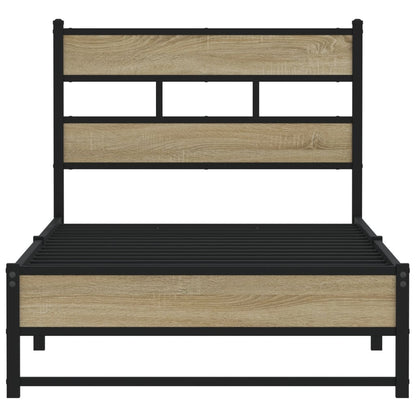 vidaXL Metal Bed Frame without Mattress Sonoma Oak 75x190 cm Small Single