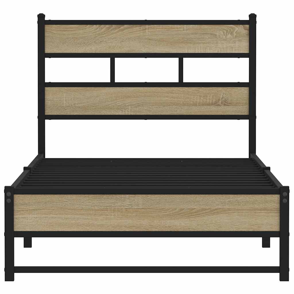 vidaXL Metal Bed Frame without Mattress Sonoma Oak 90x190 cm Single