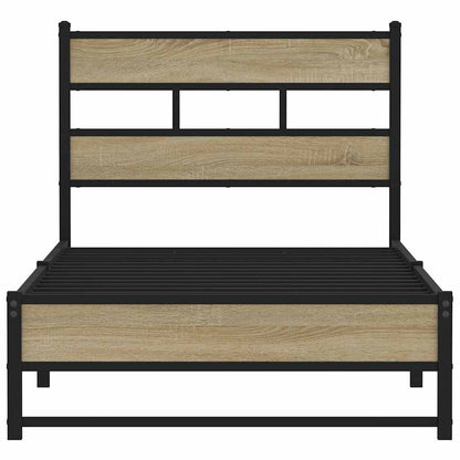 vidaXL Metal Bed Frame without Mattress Sonoma Oak 90x190 cm Single