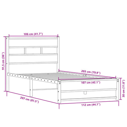 vidaXL Metal Bed Frame without Mattress Sonoma Oak 107x203 cm