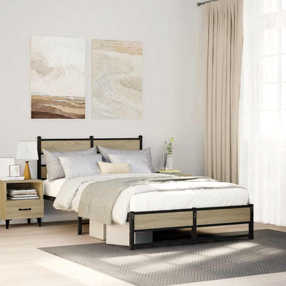 vidaXL Metal Bed Frame without Mattress Sonoma Oak 120x200 cm