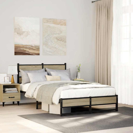 vidaXL Metal Bed Frame without Mattress Sonoma Oak 120x200 cm