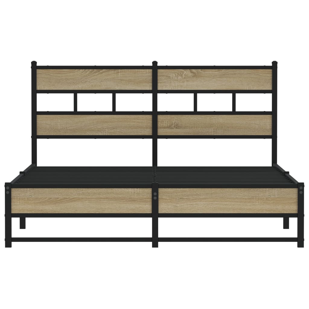 vidaXL Metal Bed Frame without Mattress Sonoma Oak 135x190 cm Double