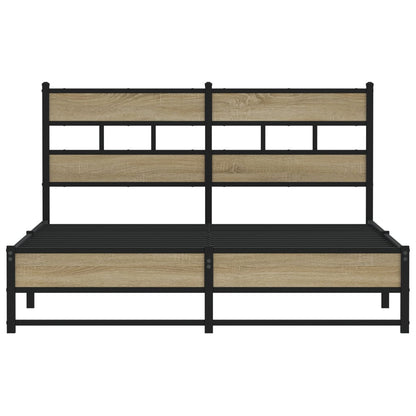 vidaXL Metal Bed Frame without Mattress Sonoma Oak 135x190 cm Double