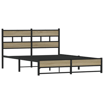 vidaXL Metal Bed Frame without Mattress Sonoma Oak 140x190 cm