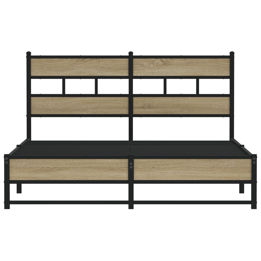 vidaXL Metal Bed Frame without Mattress Sonoma Oak 140x190 cm