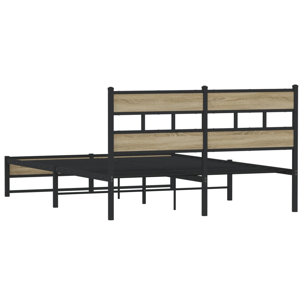 vidaXL Metal Bed Frame without Mattress Sonoma Oak 140x190 cm