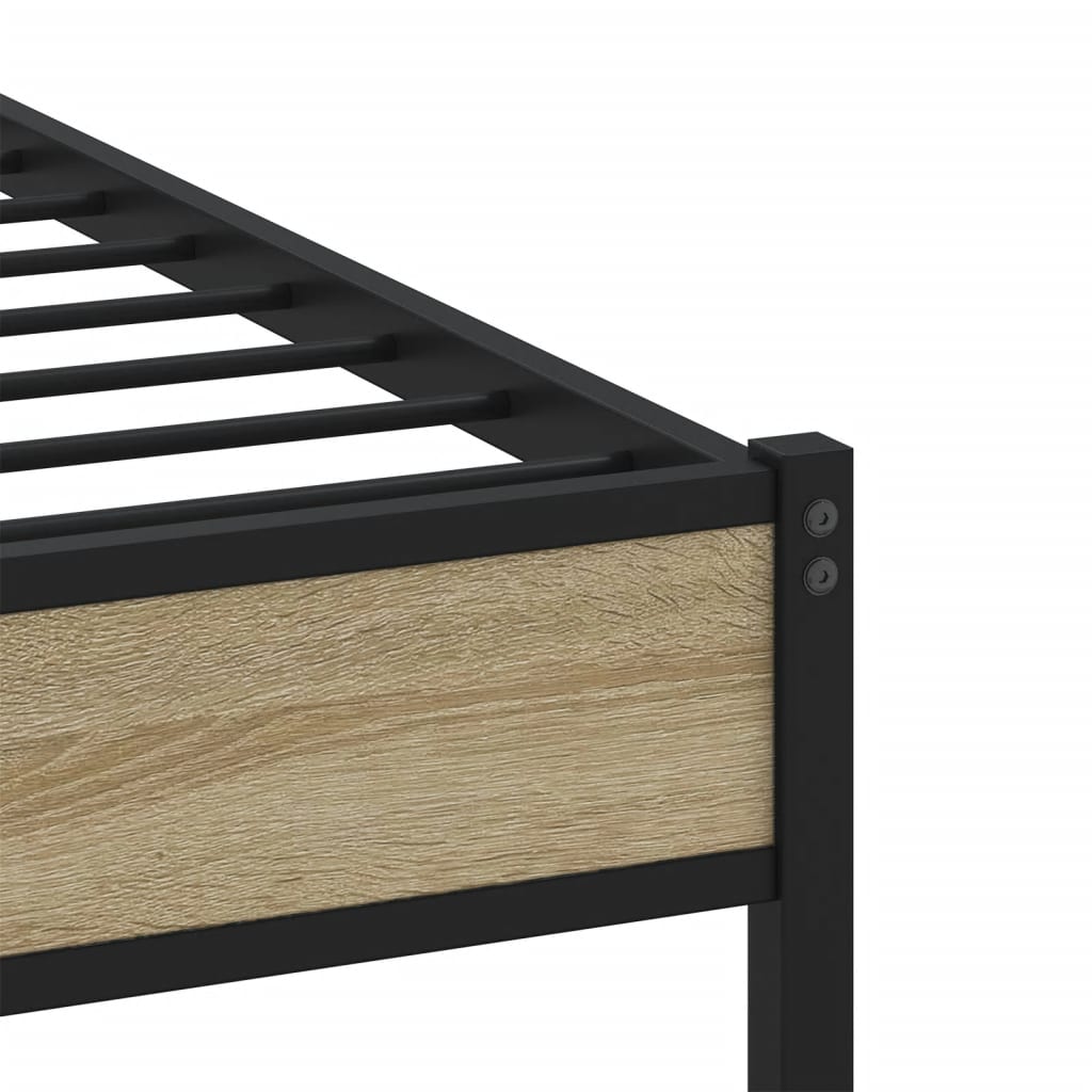 vidaXL Metal Bed Frame without Mattress Sonoma Oak 140x190 cm