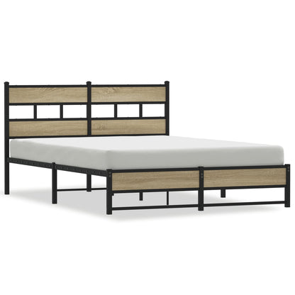 vidaXL Metal Bed Frame without Mattress Sonoma Oak 150x200 cm