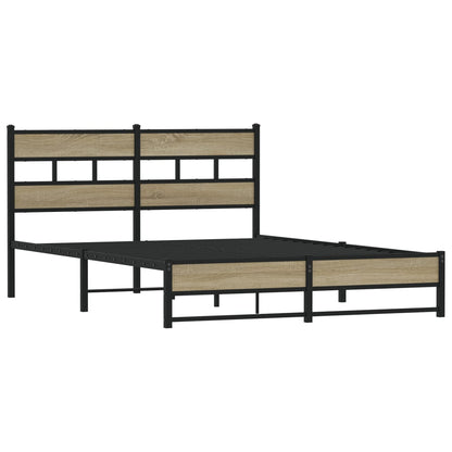 vidaXL Metal Bed Frame without Mattress Sonoma Oak 150x200 cm