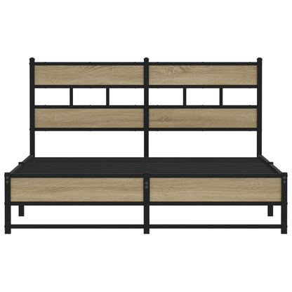 vidaXL Metal Bed Frame without Mattress Sonoma Oak 150x200 cm King Size