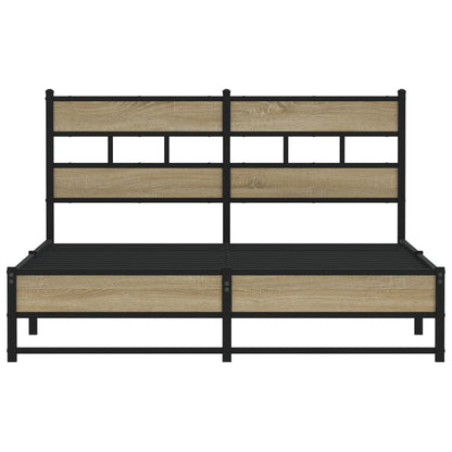 vidaXL Metal Bed Frame without Mattress Sonoma Oak 160x200 cm