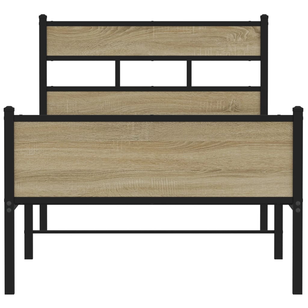 vidaXL Bed Frame without Mattress Sonoma Oak 75x190 cm Small Single Engineered Wood