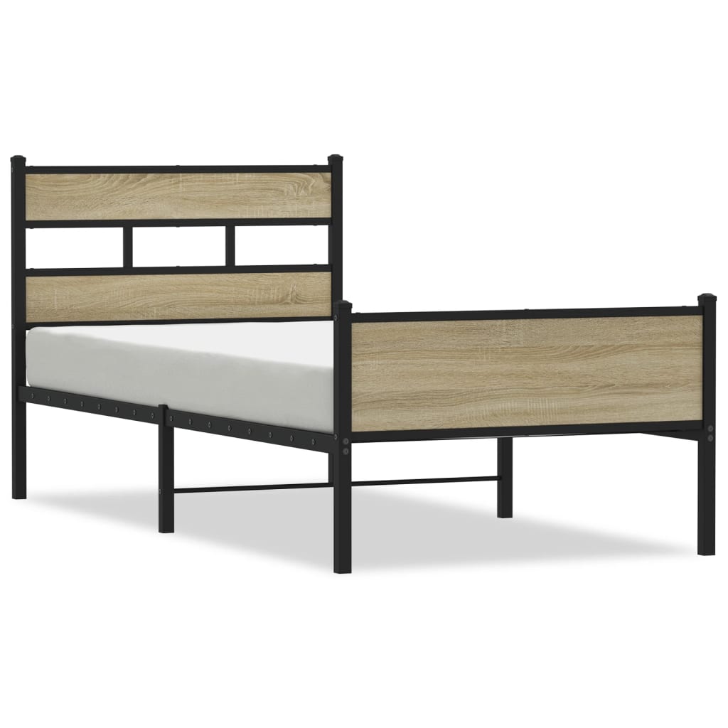 vidaXL Bed Frame without Mattress Sonoma Oak 90x190 cm Single Engineered Wood