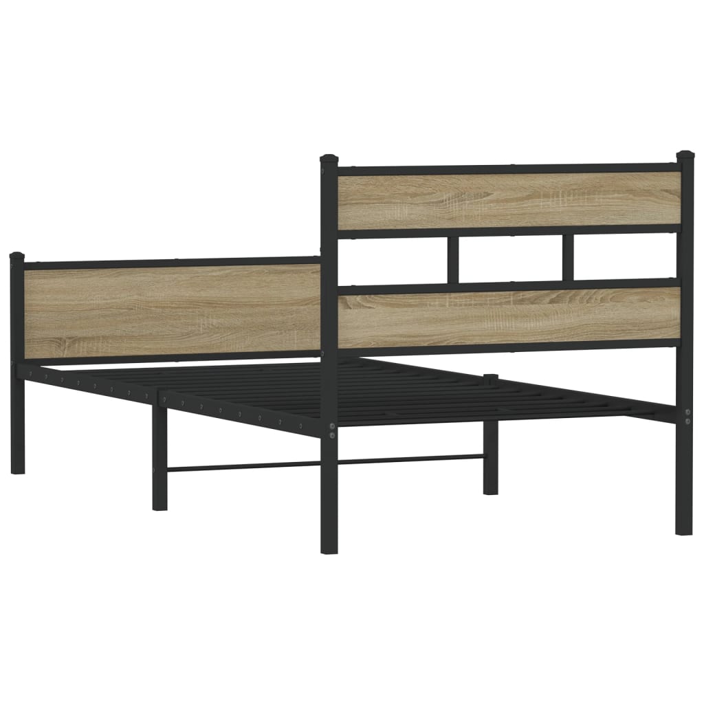vidaXL Bed Frame without Mattress Sonoma Oak 100x190 cm Engineered Wood