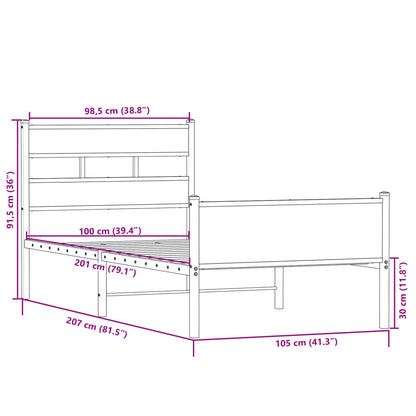 vidaXL Bed Frame without Mattress Sonoma Oak 100x200 cm Engineered Wood