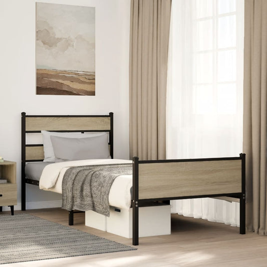 vidaXL Bed Frame without Mattress Sonoma Oak 100x200 cm Engineered Wood