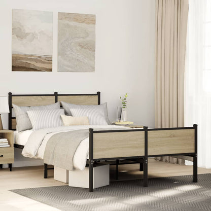 vidaXL Bed Frame without Mattress Sonoma Oak 120x200 cm Engineered Wood