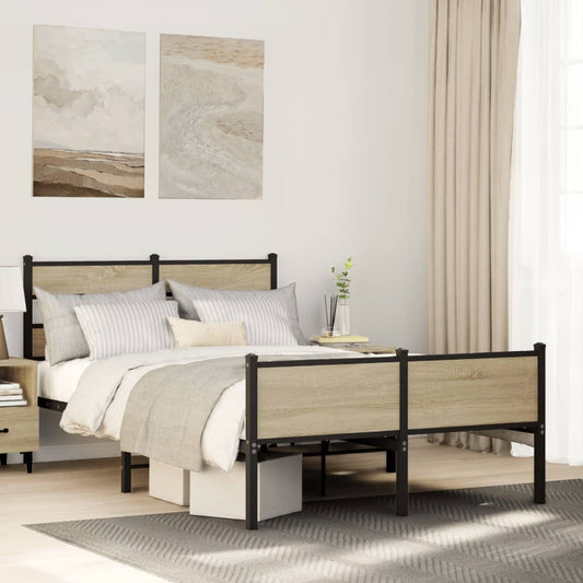 vidaXL Bed Frame without Mattress Sonoma Oak 120x200 cm Engineered Wood
