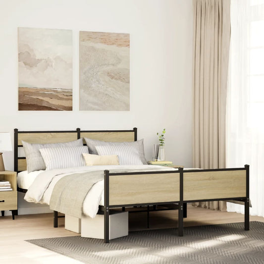 vidaXL Bed Frame without Mattress Sonoma Oak 137x190 cm Engineered Wood