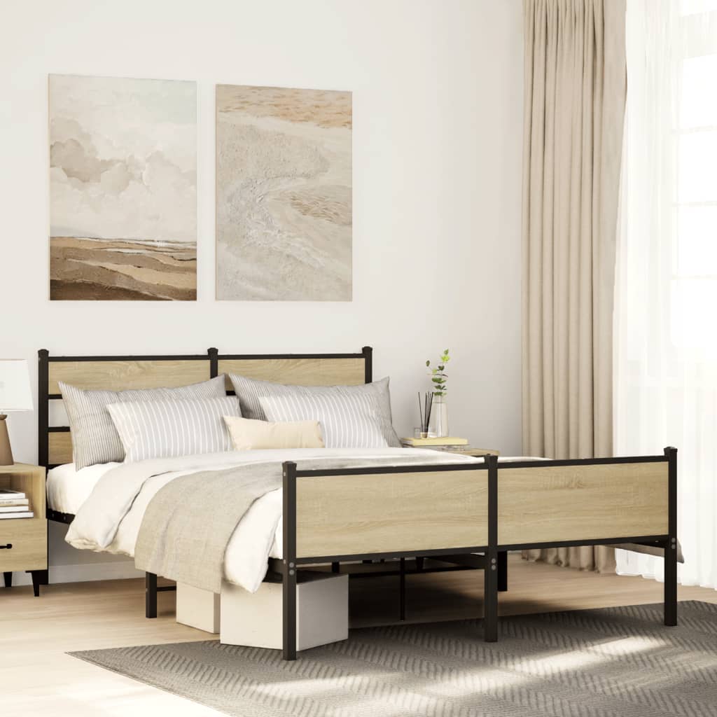 vidaXL Bed Frame without Mattress Sonoma Oak 140x190 cm Engineered Wood