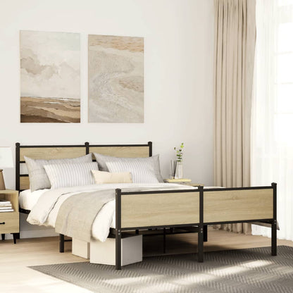 vidaXL Bed Frame without Mattress Sonoma Oak 140x190 cm Engineered Wood