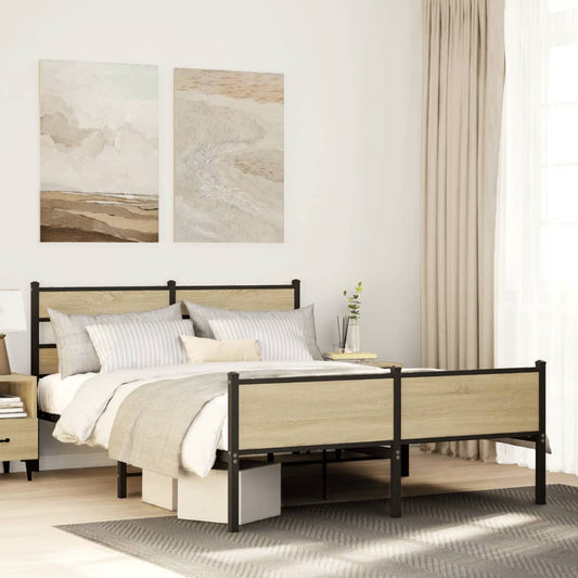 vidaXL Bed Frame without Mattress Sonoma Oak 140x190 cm Engineered Wood
