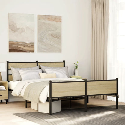 vidaXL Bed Frame without Mattress Sonoma Oak 140x200 cm Engineered Wood