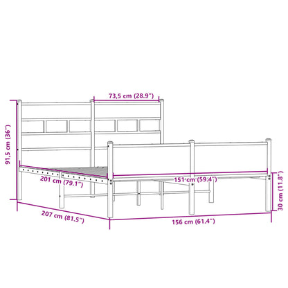 vidaXL Bed Frame without Mattress Sonoma Oak 150x200 cm King Size Engineered Wood