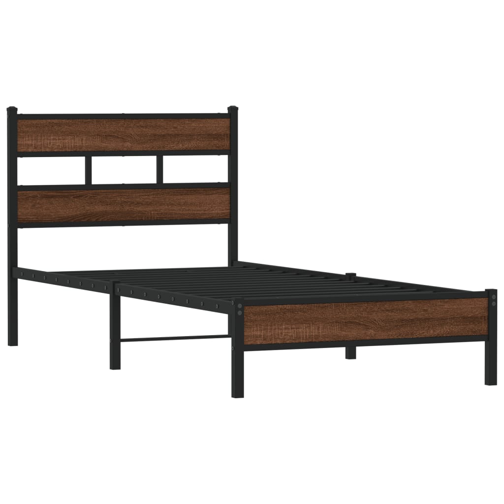 vidaXL Bed Frame without Mattress Brown Oak 90x190 cm Single Engineered Wood