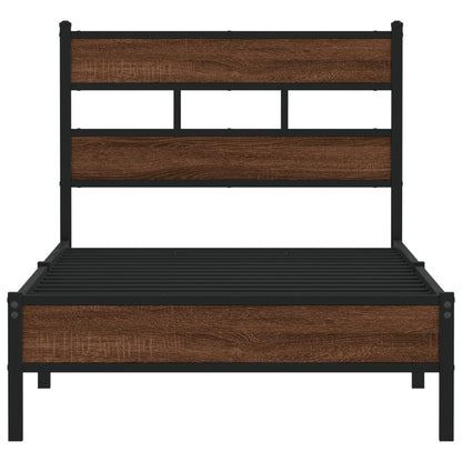 vidaXL Bed Frame without Mattress Brown Oak 90x190 cm Single Engineered Wood