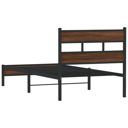 vidaXL Bed Frame without Mattress Brown Oak 90x190 cm Single Engineered Wood