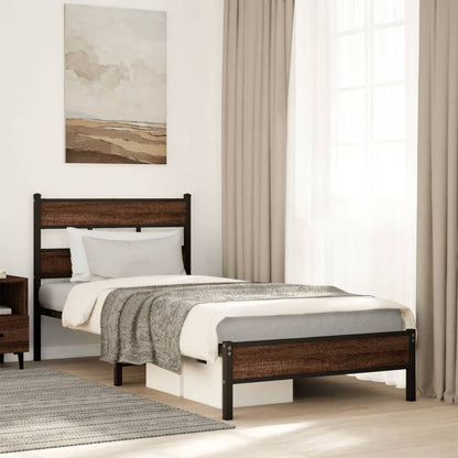 vidaXL Bed Frame without Mattress Brown Oak 90x190 cm Single Engineered Wood