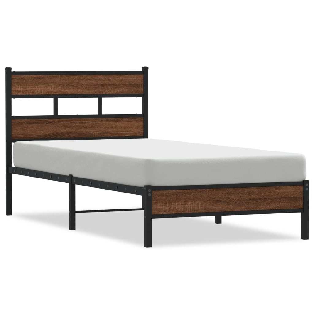 vidaXL Bed Frame without Mattress Brown Oak 100x190 cm Engineered Wood