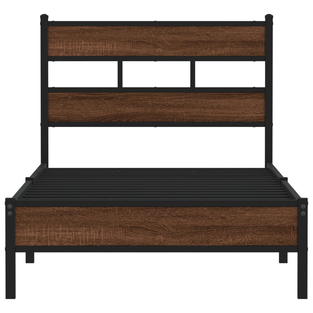 vidaXL Bed Frame without Mattress Brown Oak 107x203 cm Engineered Wood